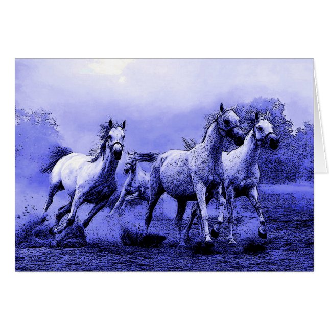 Caballos en marcha y luz luna azul (Anverso (Horizontal))