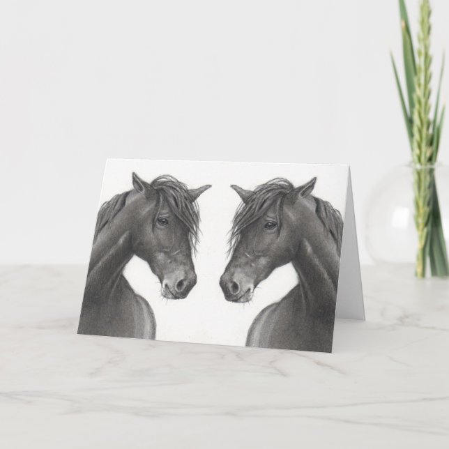 CABALLOS EN PENCIL: ESPÍRITU AMABLE: TARJETA (Anverso)