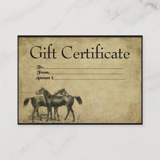 Caballos- Entre Amigos- Prim Certificado de Regalo (Anverso)