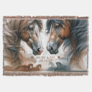 Caballos Especiales Manta Marrón Boda Pareja