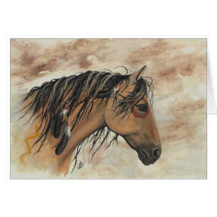 Caballos majestuosos del mustango por la tarjeta