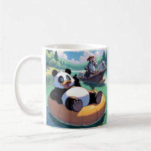 Caballos panda gigantes nadando café taza de té
