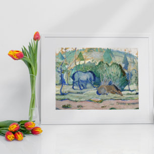 Caballos pastando de Franz Marc, Arte Antiguo Fino