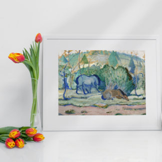 Caballos pastando de Franz Marc, Arte fino vintage