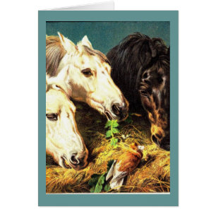 Caballos que comen el heno