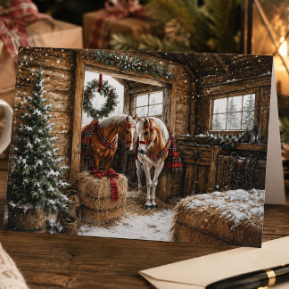 Caballos Rústicos de Campo Tartán Cuadros Navidad