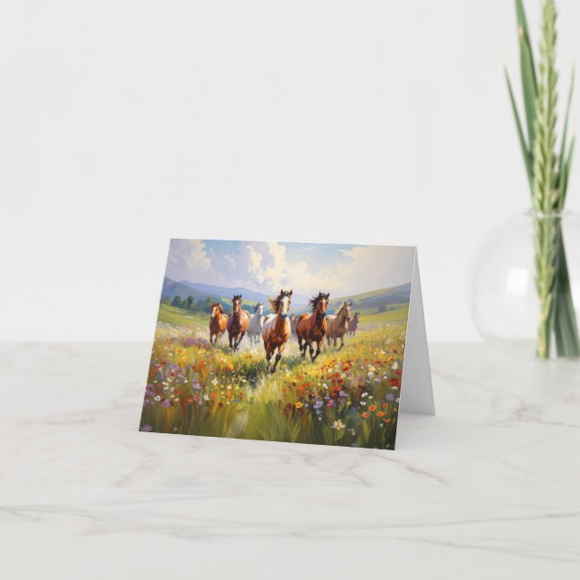 Caballos Salvajes Corriendo en una Pradera de Flor (Anverso)