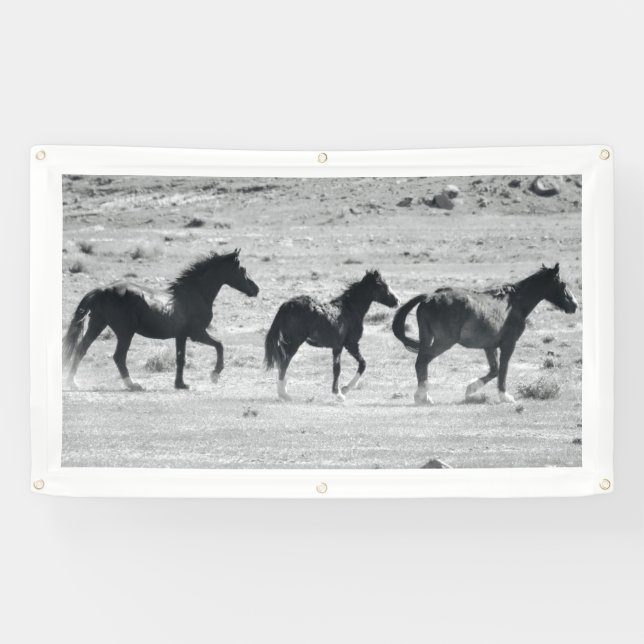 CABALLOS SALVAJES DE LA pancarta DE UTAH CON GRUPO (Horizontal)
