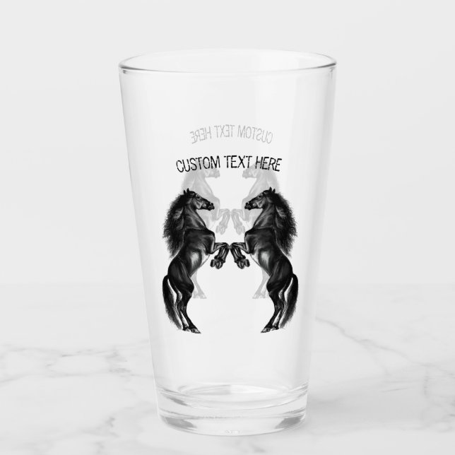 Caballos salvajes negros erguidos - Añadir tu text (Anverso)