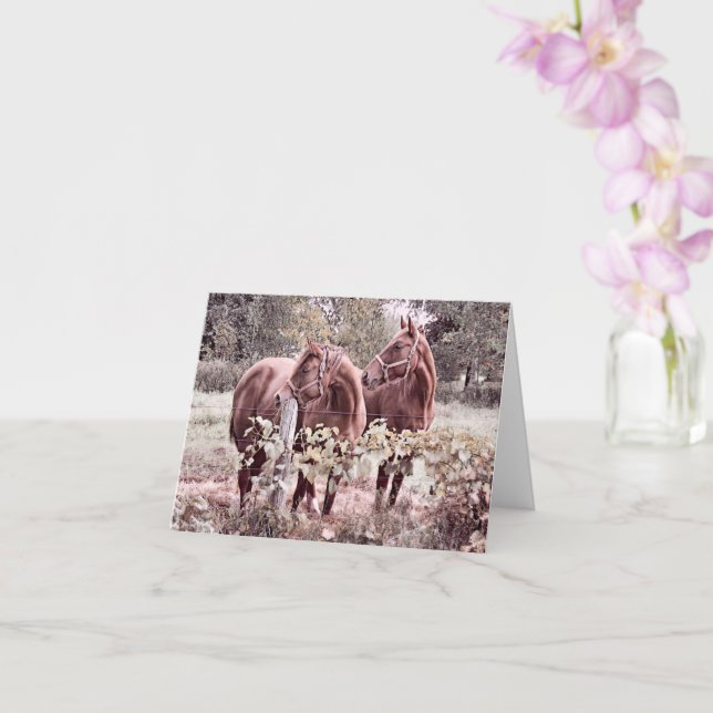 Caballos simultáneos - Tarjeta en blanco (Orquídea)