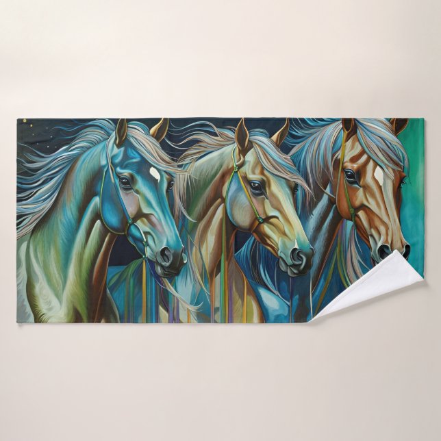 Caballos Verde azulados (Toalla de baño)