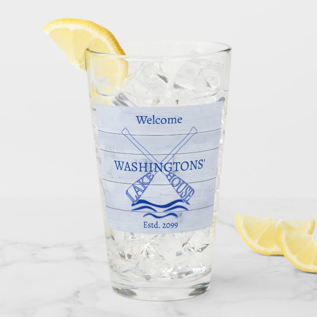 Cabaña Cabina Lago Casa Drinkware Tumbler Vidrio (Anverso (hielo))