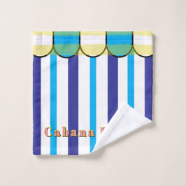 Cabaña con bordes ondulados en rayas azules blanca