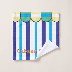 Cabaña con bordes ondulados en rayas azules blanca