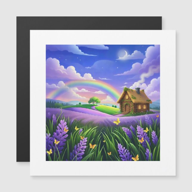 Cabaña de Ensueño Arcoíris en Campo de Lavanda (Anverso/Reverso)