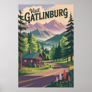 Cabaña de Gatlinburg Tennessee Arte de Viaje Vinta