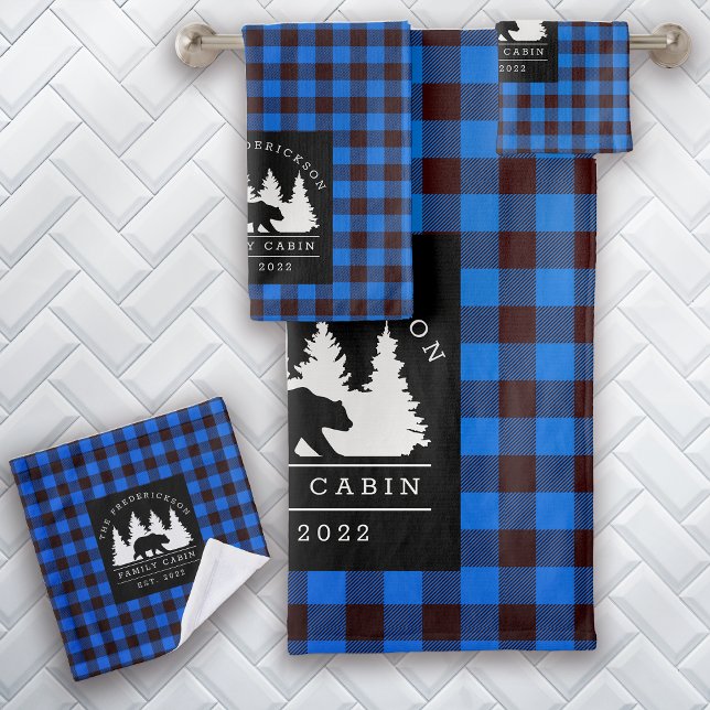 Cabaña de la familia Blue Rustic Plaid Bear Woods (Subido por el creador)