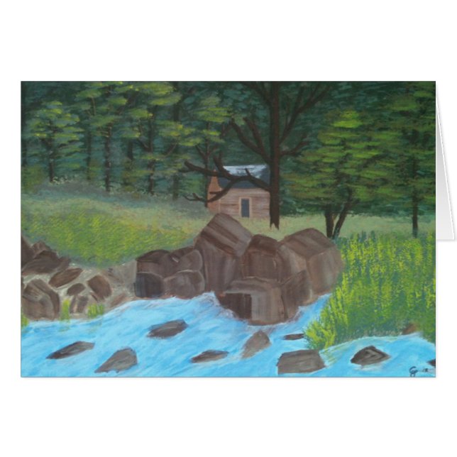 Cabaña de madera y árboles (Anverso (Horizontal))