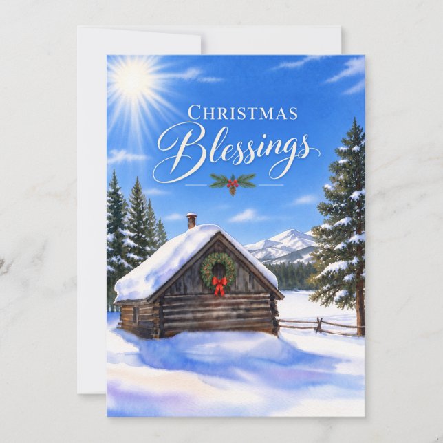 Cabaña de Montaña Bendiciones de Navidad (Anverso)