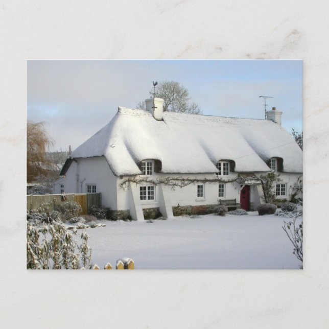 Cabaña de paja con postal de nieve (Anverso)