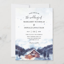 Cabaña en un pueblo nevado Invitaciones a la boda