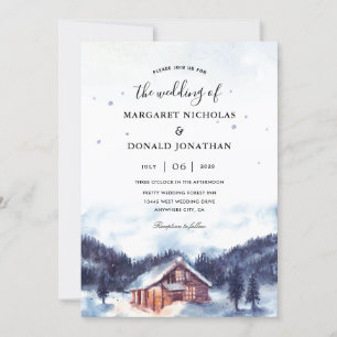 Cabaña en un pueblo nevado Invitaciones a la boda