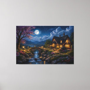 Cabaña Encantada a la Luz de la Luna Impresión en 