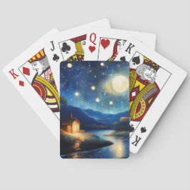 Cabaña Majestuosa Bajo la Luna Jugando Cartas