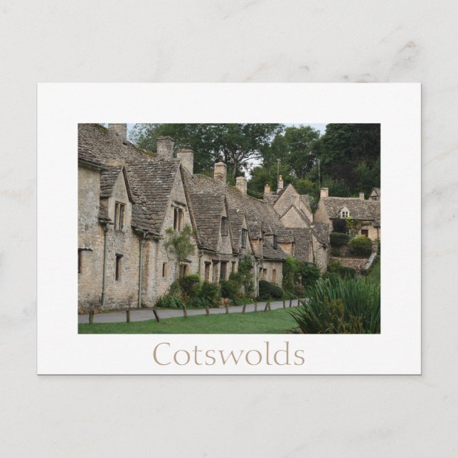 Cabañas de Bibury con postal de texto (Anverso)