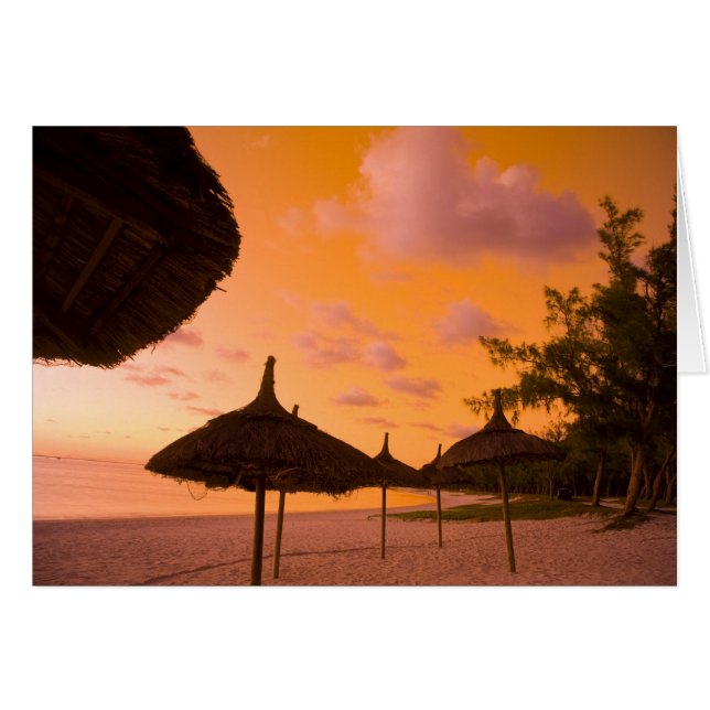 cabañas de playa de estilo Palapa al amanecer, Bel (Anverso (Horizontal))
