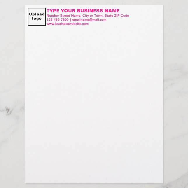 Cabecera de texto rosa de membrete comercial (Anverso)