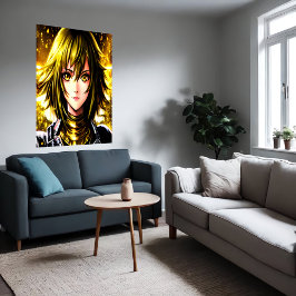 Cabello amarillo y ojos de la joven anime | Arte I