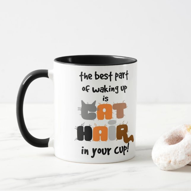 Cabello De Gato En Tu Copa Humorística Mug De Gato (Con donut)