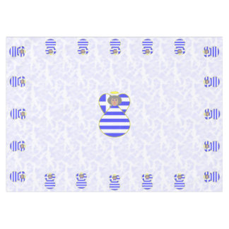 Cabello gris Angel griego vestido con manteles de