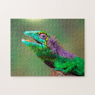 Cabeza Chameleon de cerca, rompecabezas