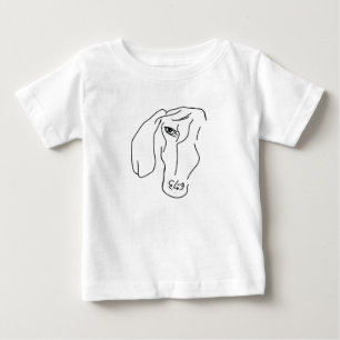 Cabeza de Dachshund, camiseta del bebé dibujante d