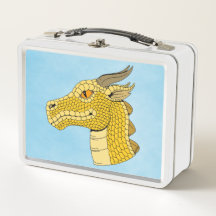 Cabeza de dragón dorado en perfil