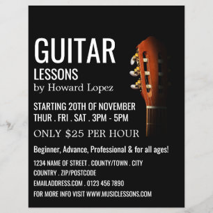 Cabeza de guitarra, volante publicitario de clases