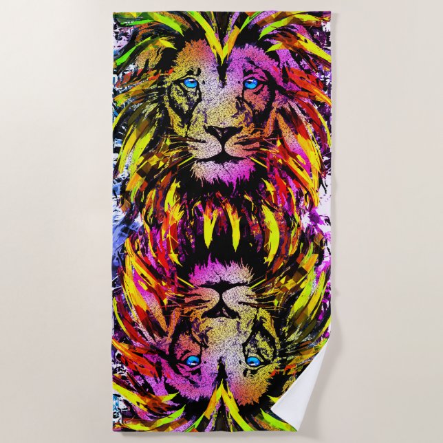 Cabeza de León Amarilla - Cara de León - Toalla de (Anverso)