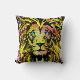 Cabeza de león amarilla - Cojín decorativo de cara