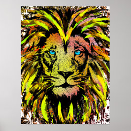 Cabeza de león amarilla - Impresión de Poster de c
