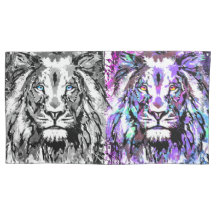 Cabeza de león azul gris - funda para almohada de 