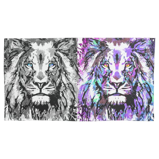 Cabeza de león azul gris - funda para almohada de  (Anverso)