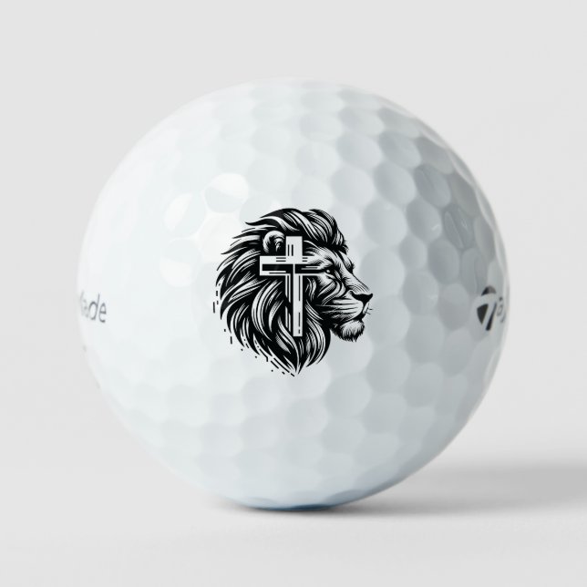 Cabeza de León de Coraje y Fe Pelota de Golf (Anverso)