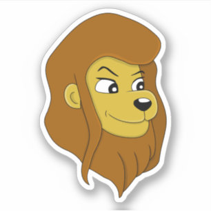 Cabeza de león de dibujos animados - pegatina de v