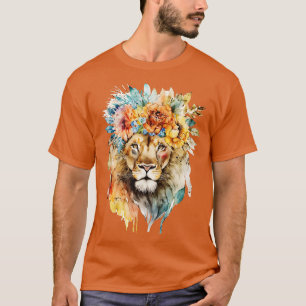 Cabeza de león floral Diseño Camisa animal Cara de