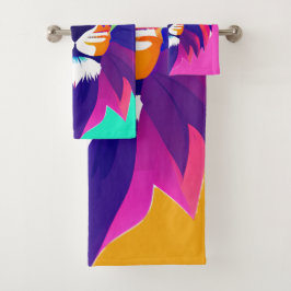 Cabeza de león geométrica colorida