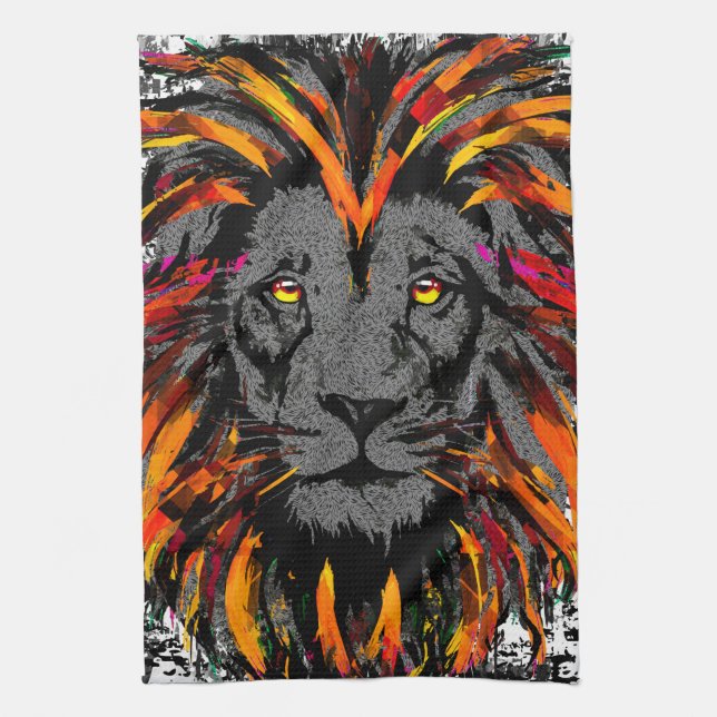 Cabeza de león naranja - Cara de león - Toalla de  (Vertical)