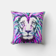 Cabeza de león rosa - Cojín decorativo de cara de 