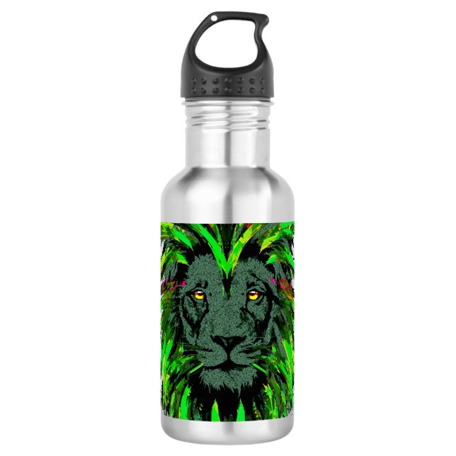 Cabeza de León Verde - Botella de Agua de Cara de  (Anverso)